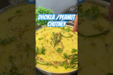 Healthy breakfast! Dhokla with peanut chutney!