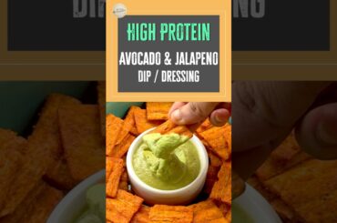 This high protein Avocado and Jalapeno dip/dressing is a game changer! #avocado #dips #salad #food