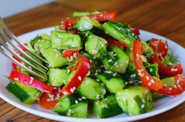 Incredibly Delicious Cucumber Salad with Bell Pepper - Healthy, Light & Low Calorie!