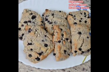 High Protein & healthy Cottage Cheese Blueberry Scones made from almond flour/ Easy healthy & tasty