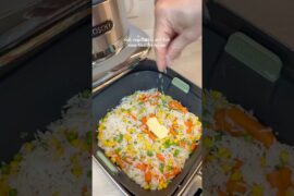 rice, vegetables & fish | easy healthy air fryer recipe #easyrecipe #healthyrecipes #shorts #meal