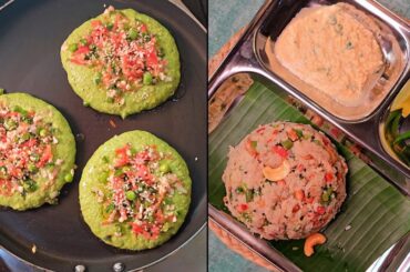 Two Healthy Breakfast Recipe | Mixed Dal Palak Pancake and Vegetable Upma recipe