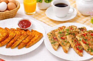 One pan Toast Healthy Breakfast Recipes! Simple Easy Chicken Toast & Egg Toast Recipes!