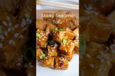 Sticky Sesame Tofu #TofuRecipes #PlantBasedMeals #HealthyDinnerIdeas #AirFryerRecipes