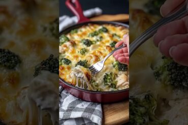 Low-Calorie Keto Chicken Alfredo Broccoli BakeCreamy, cheesy  #ketomeals #ketodietapp #ketoeats