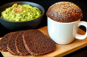 NO flour, NO yeast, and NO sugar! Healthy mug bread in 5 minutes (+ baking). Low-carb.