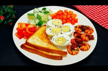 Healthy Breakfast Plate | High Protein Egg & Shrimp Meal in 5 Minutes! Weight loss breakfast Recipes