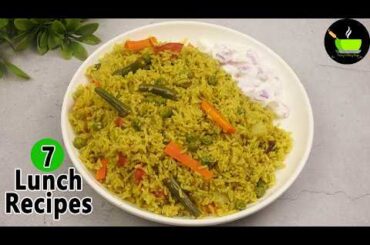 7 Easy Lunch Recipes Indian | Variety Rice Recipes | Office Lunch Box Recipes | Healthy Lunch Ideas