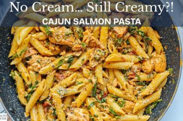 Creamy Cajun Salmon Pasta Without Cream | Easy Healthy Dinner Recipe