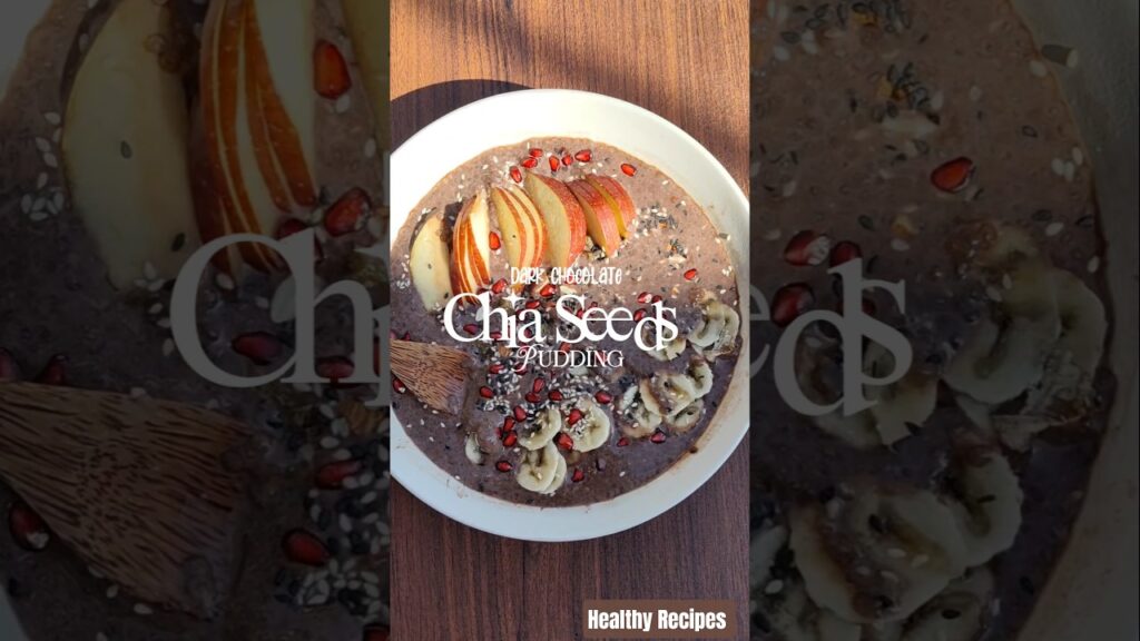 Dark chocolate Chia seeds pudding. Healthy snack recipes #food #shorts