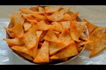 Homemade Rice Flour Nachos||  Crispy and Tasty Rice Flour Chips Store in 1Month ||#TastyFood #Shorts