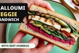 Grilled Halloumi Veggie Sandwich with Beet Hummus | Easy Healthy Lunch
