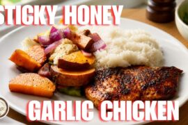 Sticky Honey Garlic Chicken Dinner | Easy Healthy Dinner Recipe