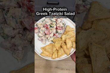 Low Calorie Tzatziki Salad with ~50G Protein! #caloriedeficit #highprotein #greekrecipes #healthy
