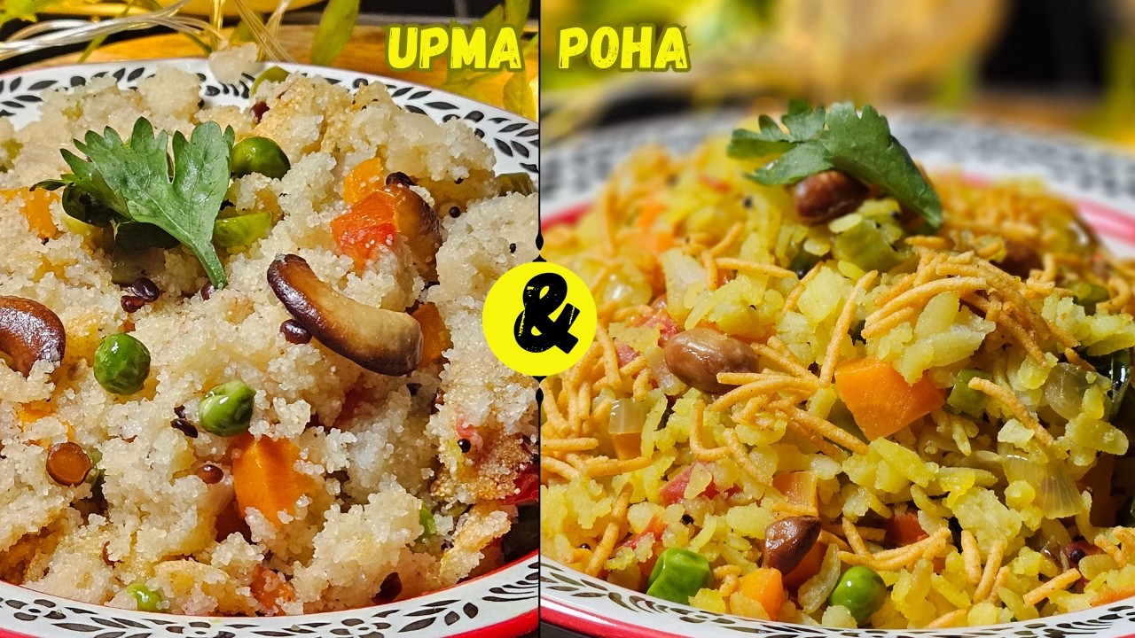 Mehnat Ek, Nashte Do! 2 Healthy Breakfast Ideas from 1 Single Preparation | Poha & Upma Recipe Mehnat Ek, Nashte Do! 2 Healthy Breakfast Ideas from 1 Single Preparation | Poha & Upma Recipe
