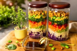 Healthy Rainbow Salad in Jar.  unique healthy snacks recipes.recipe #salad #healthylifestyle