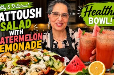 Healthy Summer Bowl Recipe | Fattoush Salad with Watermelon Lemonade