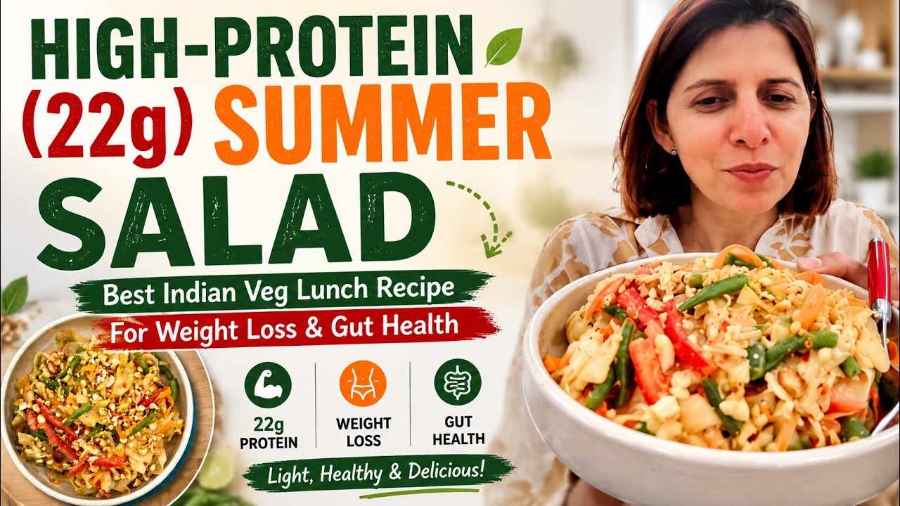 22g Protein Veg Summer Salad for Weight Loss | Healthy Indian Lunch Papaya Meal | Tasty Quick Easy 22g Protein Veg Summer Salad for Weight Loss | Healthy Indian Lunch Papaya Meal | Tasty Quick Easy