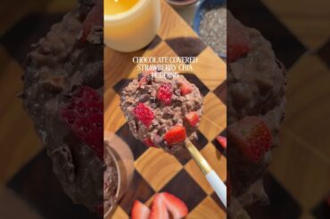 High protein chocolate covered strawberry chia pudding #easyhealthyrecipes #healthybreakfast