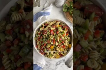 Mediterranean Pasta Salad #recipe healthy and then packed with vegetables