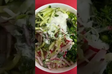 Fresh Cabbage Salad with Cucumber Yogurt Dressing
