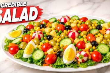 Healthy Mixed Vegetable Salad Recipe | Easy Filling Salad with Homemade Mustard Dressing