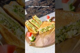 Double Decker Sandwich #avocado #cheese #vegetables #sandwich #viral #shorts #food #recipe #foodie
