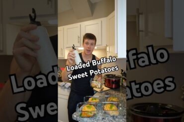 Buffalo Chicken Loaded Sweet Potatoes High Protein Meal Prep Recipe #shorts