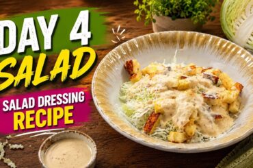 Day 4  Diet Salad Recipe | Creamy Paneer Cabbage Salad with Easy Salad Dressing