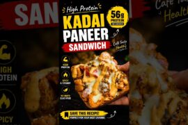 High Protein Kadai Paneer Sandwich (Healthy & No Mayo!) | 56g Protein