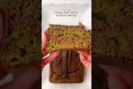 Matcha Chocolate Banana Bread #recipe #shortvideo #dessert #healthy #shorts