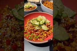Beijing Beef-Inspired Bowl #healthyrecipes #tofu #ricebowl #easyrecipe #veganrecipes #vegan #healthy
