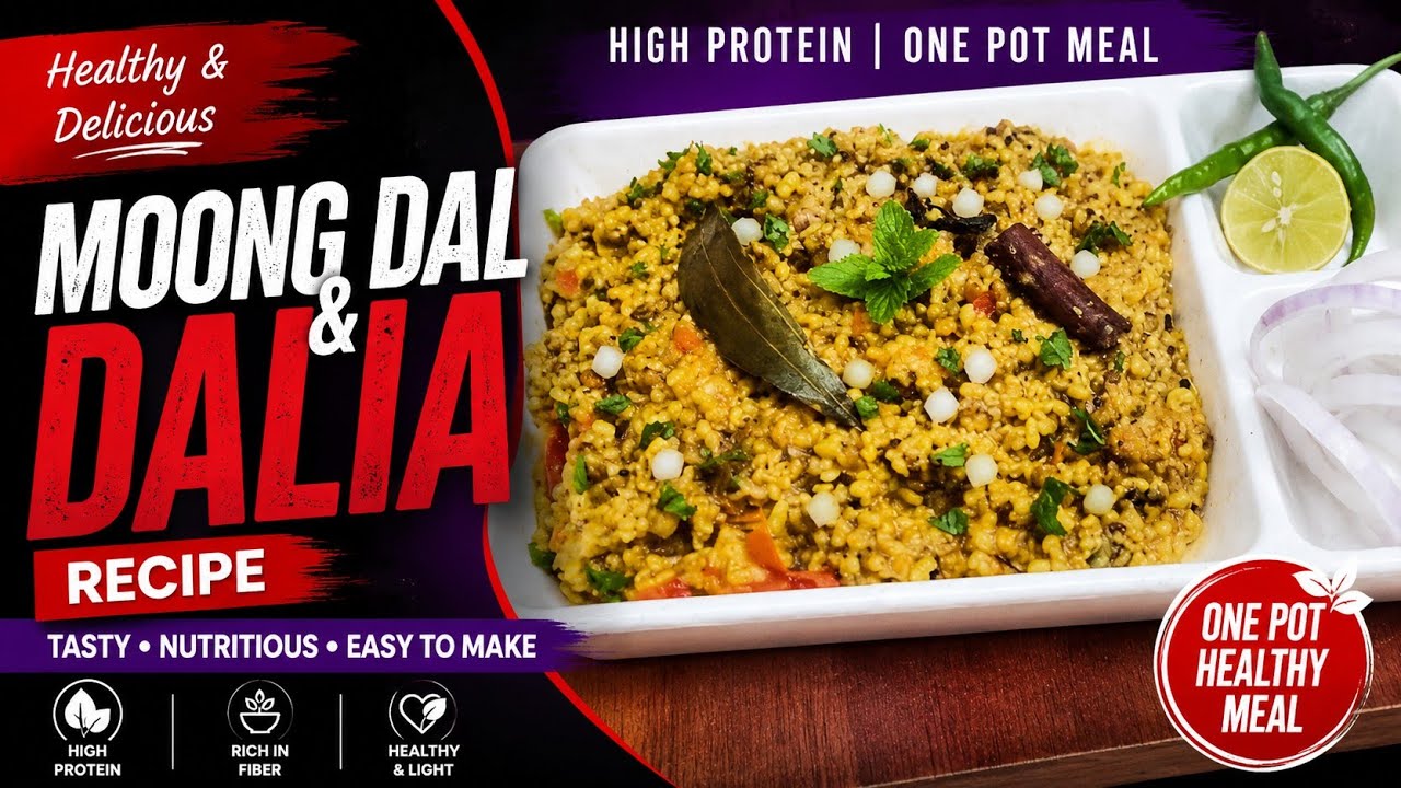 High Protein Moong Dal Dalia Khichdi | Healthy Weight Loss Recipe High Protein Moong Dal Dalia Khichdi | Healthy Weight Loss Recipe