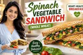 Healthy Spinach Vegetable Sandwich Recipe | Easy Whole Wheat Breakfast | Heart-Healthy Veg Sandwich