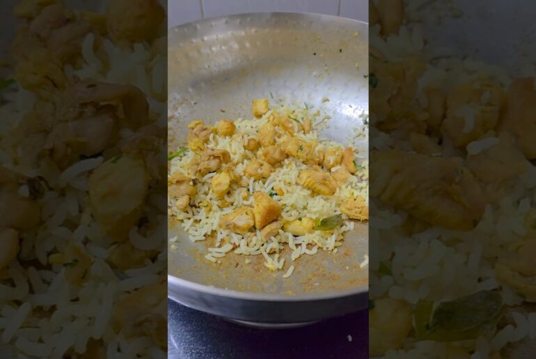 Chicken Rice recipe for lunchbox, healthy high protein food recipe #varietyrice #proteinrich #shorts