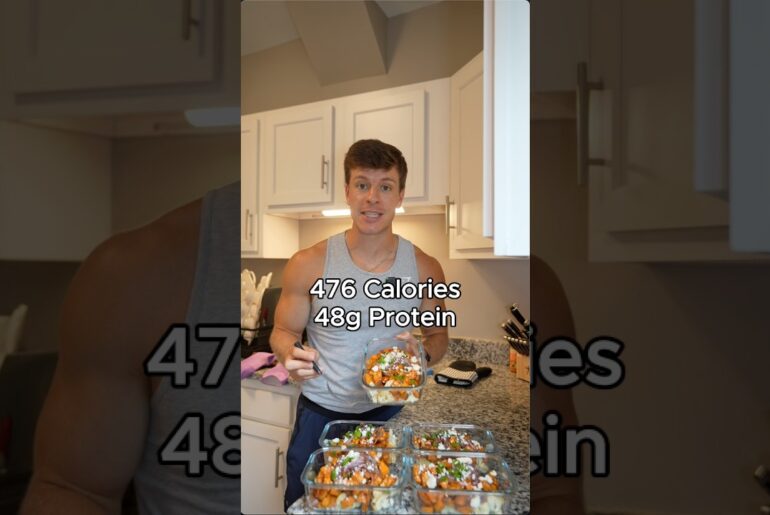 Buffalo Chicken Sweet Potato Sheet Pan High Protein Meal Prep Recipe #shorts