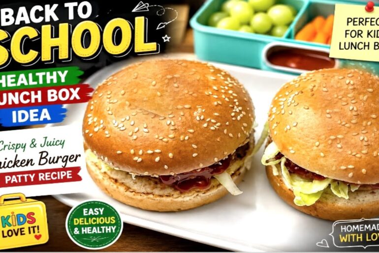 Back to School Healthy Lunch Box Idea|  Chicken Burger Patty Recipe for Kids|Cook With SumRums