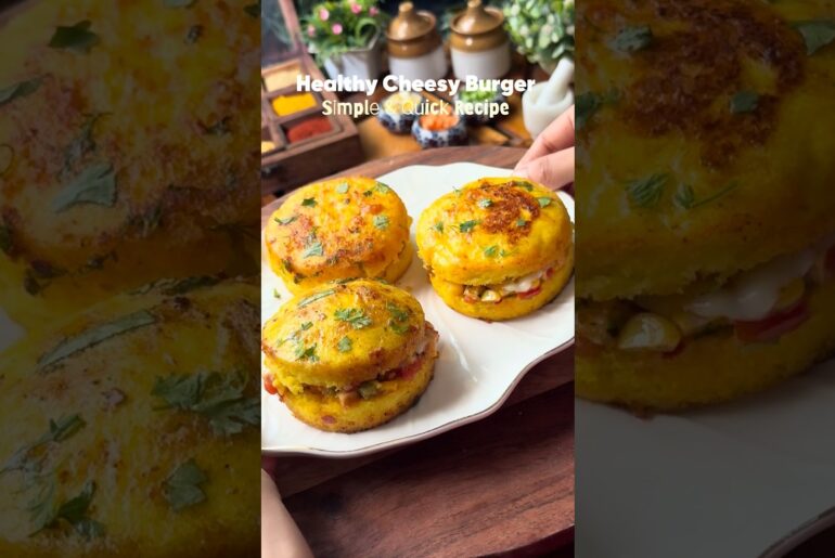 Healthy Cheesy Burger | Simple & Quick Recipe #shorts #ytshorts #viral #trending #yum #cheesy