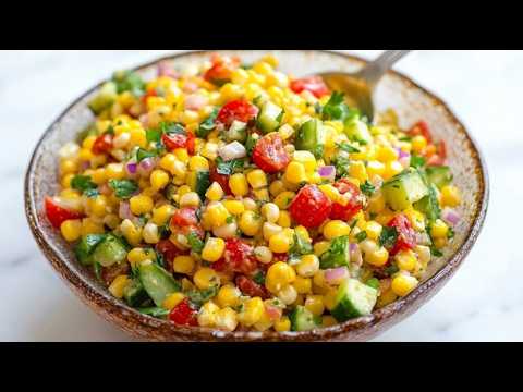 Simple Cucumber Corn Salad Recipe | Summer Corn and Cucumber Salad with Fresh Herbs