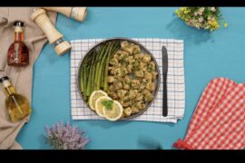 Butter Garlic Chicken Bites with Asparagus | Easy Healthy Dinner Recipe
