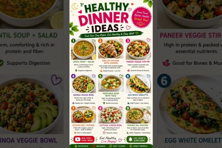 Dinner Ideas | 9 Healthy Dinner Ideas for a Balanced Diet | Easy, High-Protein & Nutritious Meals