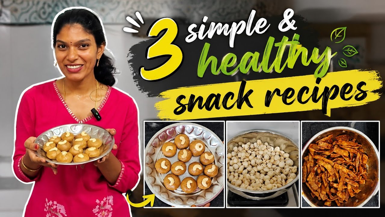 3 simple and healthy snack recipes for kids | makhana | peanut laddu | Telugu vlogs 3 simple and healthy snack recipes for kids | makhana | peanut laddu | Telugu vlogs