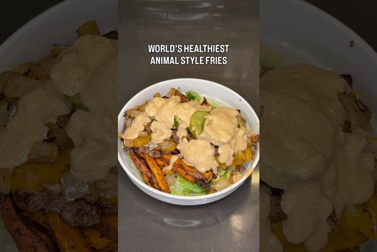 LOADED ANIMAL-STYLE SWEET POTATO #highprotein #mealprep #cleaneating #healthymeals #gymfood