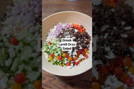 Greek Lentil Orzo Salad #easyrecipe #recipe #cooking #healthyrecipes #salads #lentil #orzo #zucchini