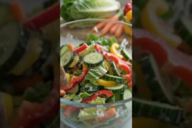 Making healthy cucumber lettuce veggies salad | Creamy lemon yogurt dressing | weight loss salad
