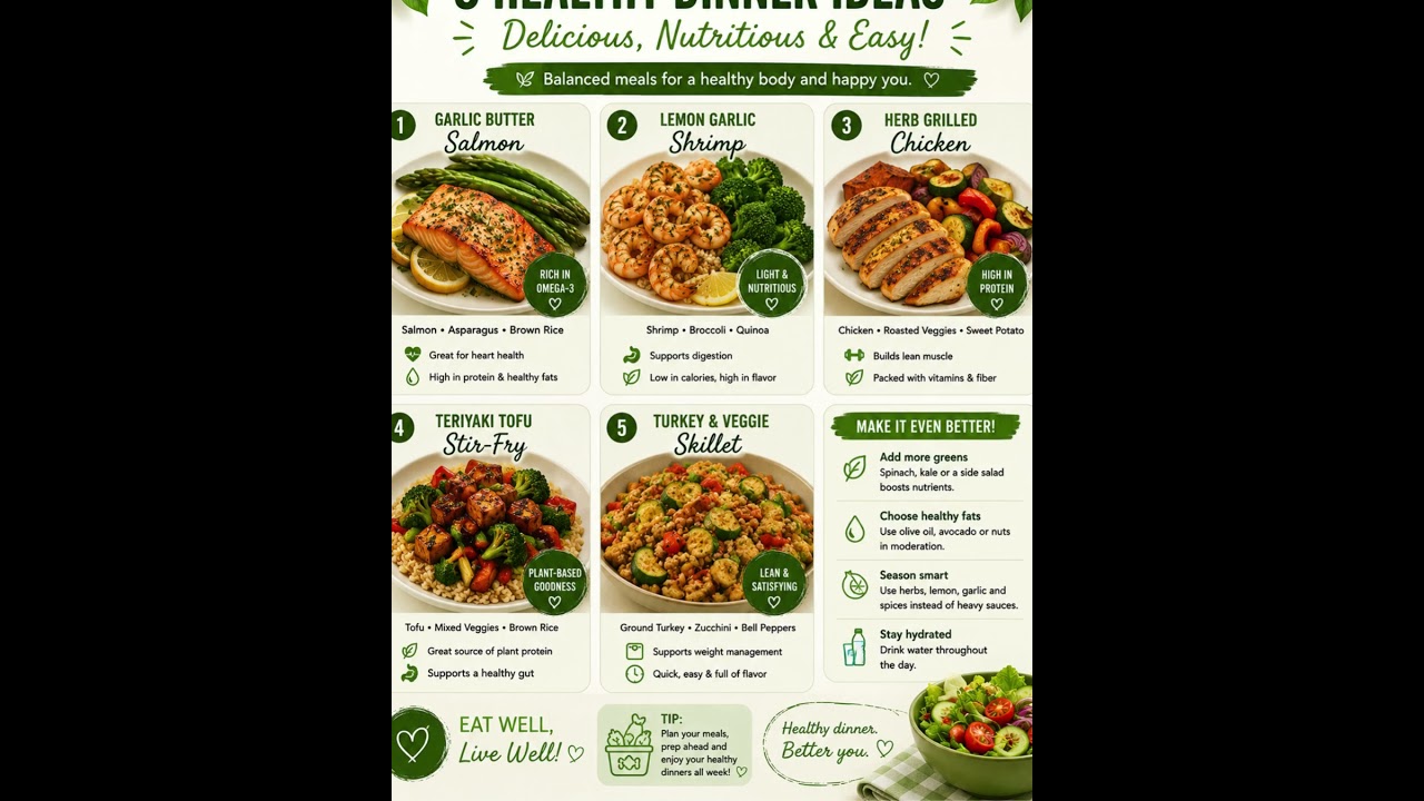 5 Healthy Dinner Ideas | Delicious, Simple & Nutritious! 5 Healthy Dinner Ideas | Delicious, Simple & Nutritious!