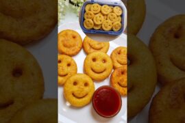 Potato Smileys Recipe | Easy Kids Lunch Box Recipe | Crispy Potato Snack Recipe