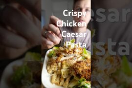 Crispy Chicken Caesar Pasta - quick easy and healthy recipe #chickencaesar #pastasalad #caesar