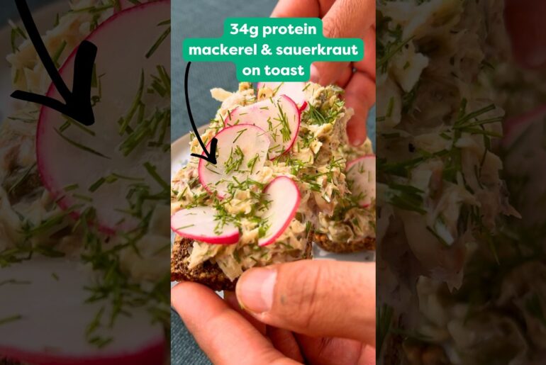 34g protein, 5 minute lunch idea, mackerel on toast #shorts #recipe #highprotein #lunch