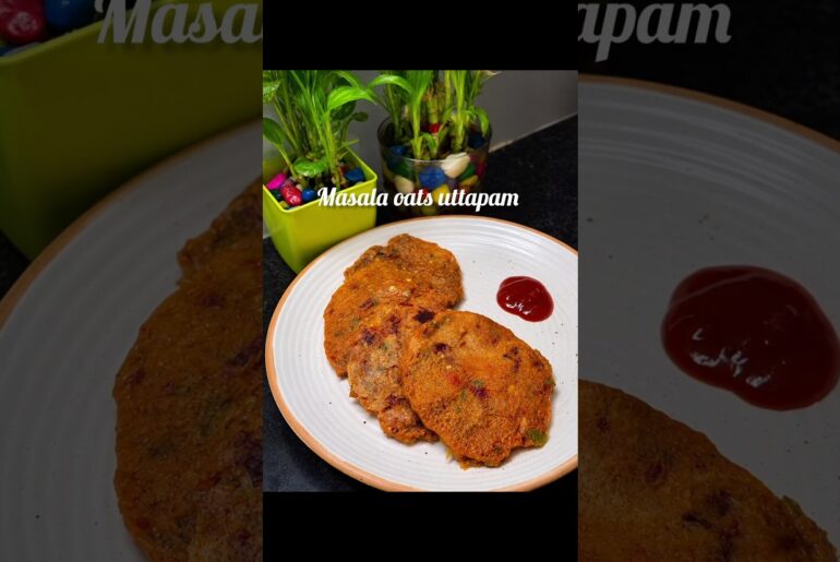Masala Oats Uttapam Recipe | Healthy & Crispy Oats Uttapam | Easy Breakfast Recipe#shorts #viral